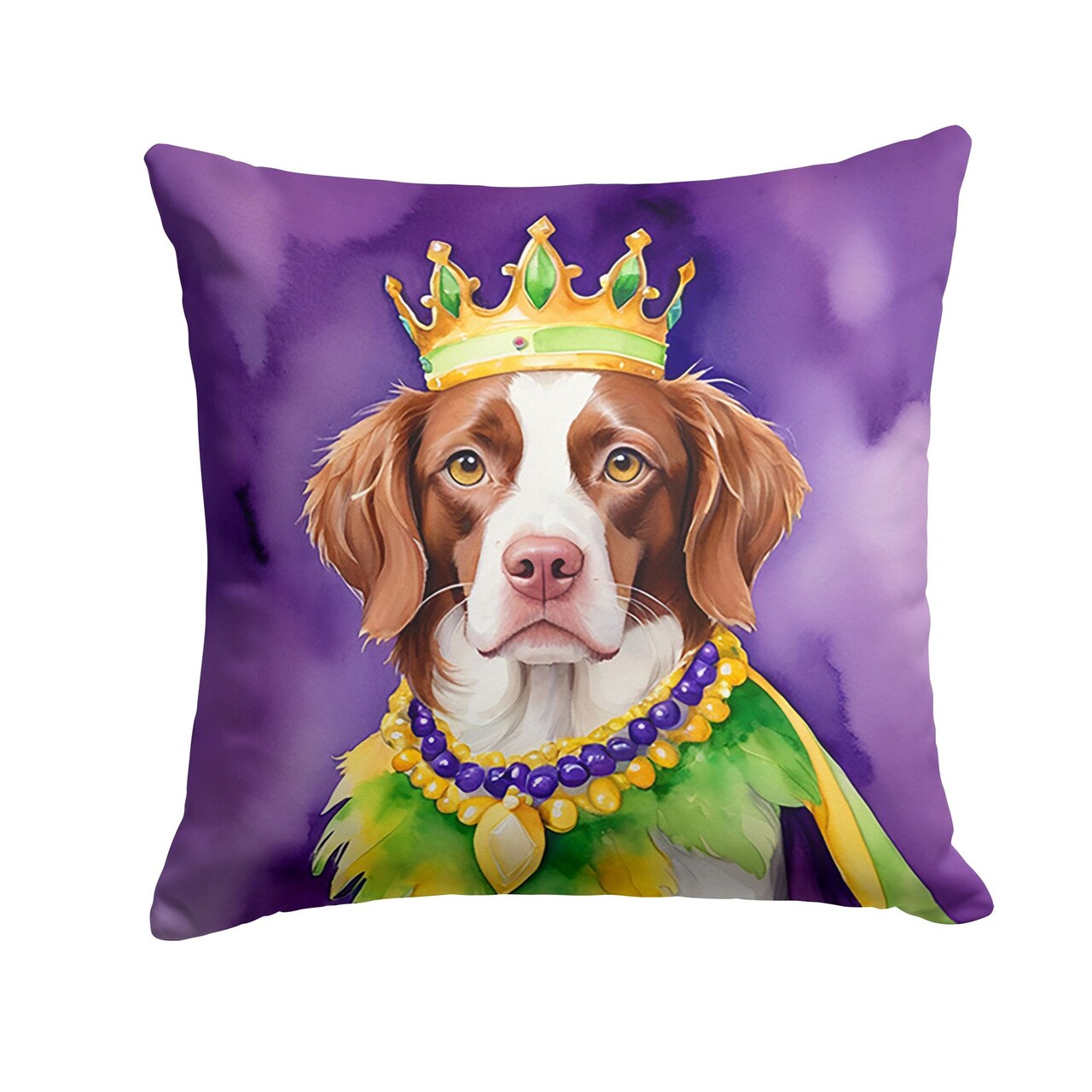 Edge Collections - 18" X 18" - Multicolor - Brittany Spaniel King of Mardi - 1 Piece